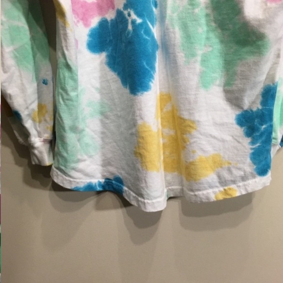 Disney Spirit Jersey Size Small Mickey Mouse Tie Dye White Blue Pink Longsleeve - Picture 9 of 12